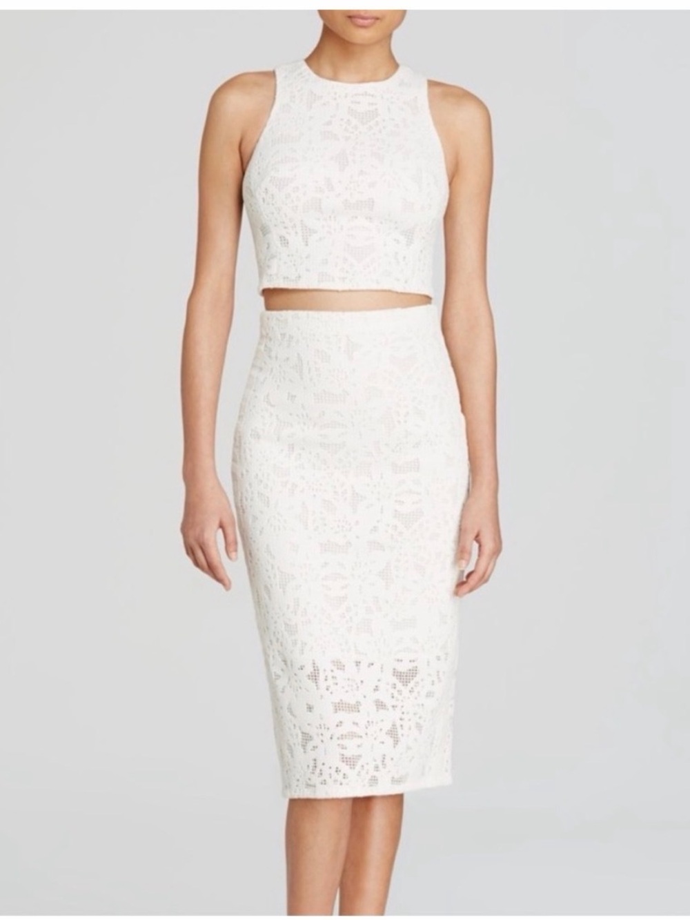 Rebecca Taylor Cream Lace Skirt Set Sz 2/4 - Picture 8 of 9